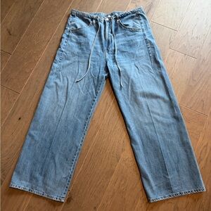 Zara Light Blue Wide-Leg Jeans with Drawstring Waist